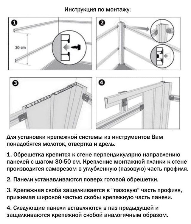 Инструкция по установке ПВХ панелей на обрешетку